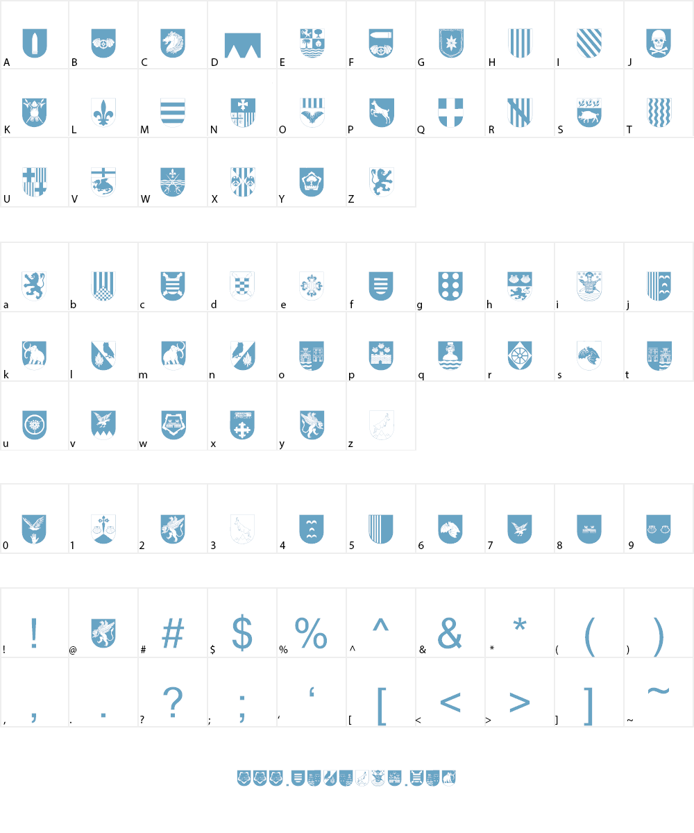 Spanish Army Shields Two Font Character